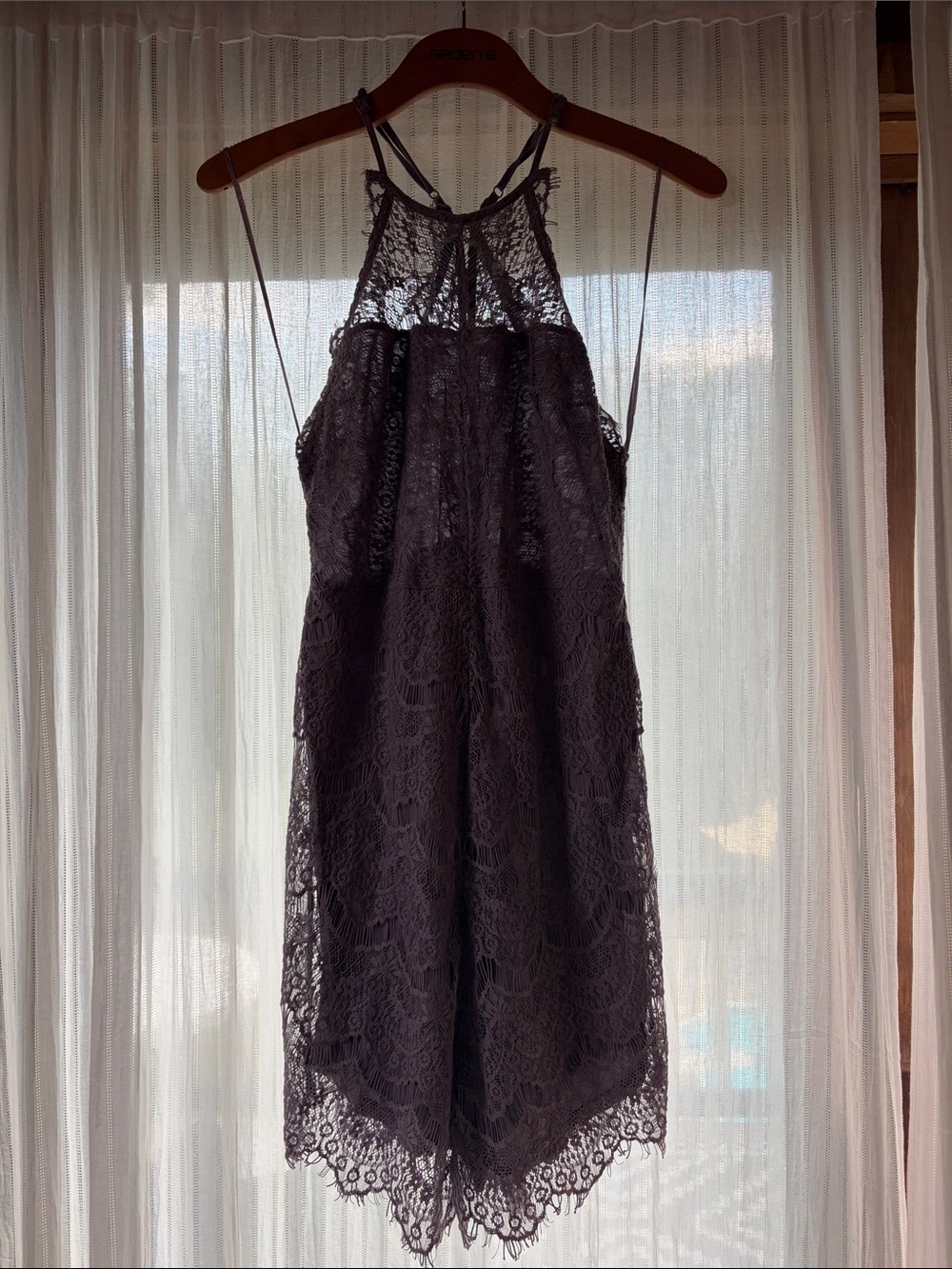 Free People Lavender Lace Backless Halter Mini Dress - Picture 2 of 5